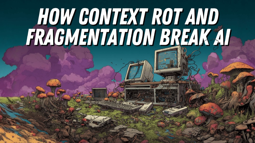 How context rot and fragmentation break AI, old computer terminals reclaimed by a mushroom forest