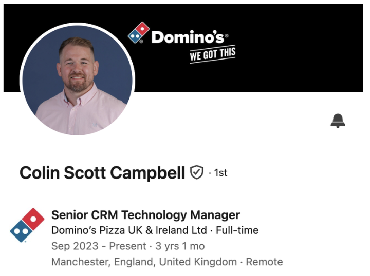 Colin Scott Campbell, Senior CRM Technology Manager at Domino's Pizza UK and Ireland