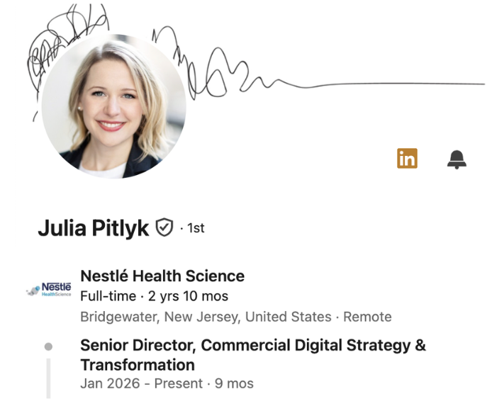 Julia Pitlyk, Senior Director Commercial Digital Strategy and Transformation at Nestlé Health Science