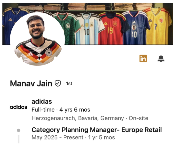 Manav Jain, Category Planning Manager Europe Retail at adidas